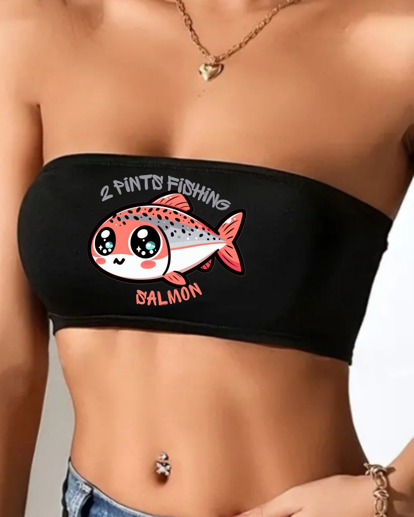 Cute Fishing Crop Tube Top