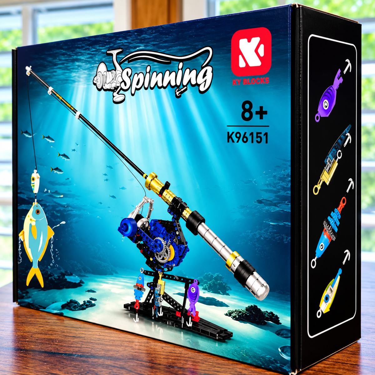 Fishing Rod & Reel Building Block Sets, 235–806 Pieces, Spinning Reel & Baitcaster Models with Fishing Lures & Display Stand, Fishing Gifts for Kids & Adults, Ages 8+