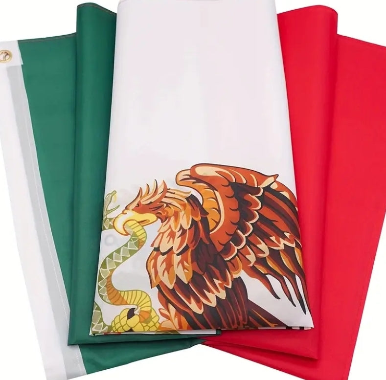 Authentic Mexico Flag – 3x5 Feet | Premium 100D Polyester | Double-Stitched Edges | Brass Grommets for Easy Hanging
