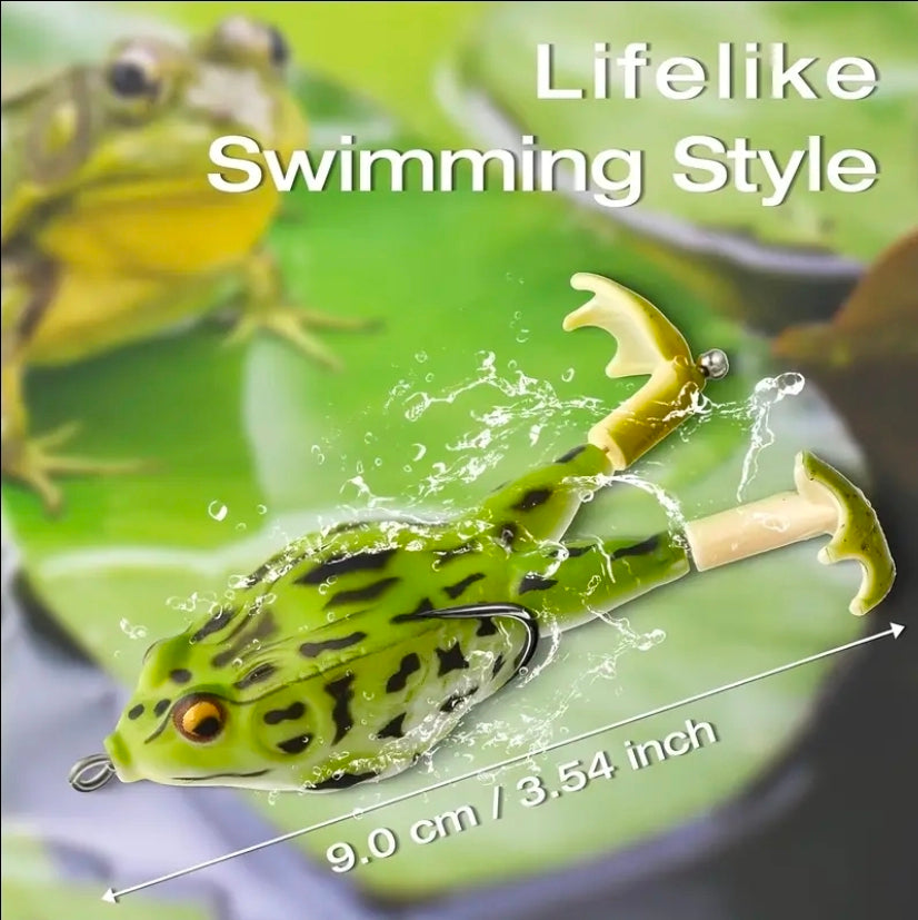 10 Piece Whopper Frog Lures - 3.5 Inch 1/2 Ounce Whopper Plopper Style Double Hook Frog Fishing Lures