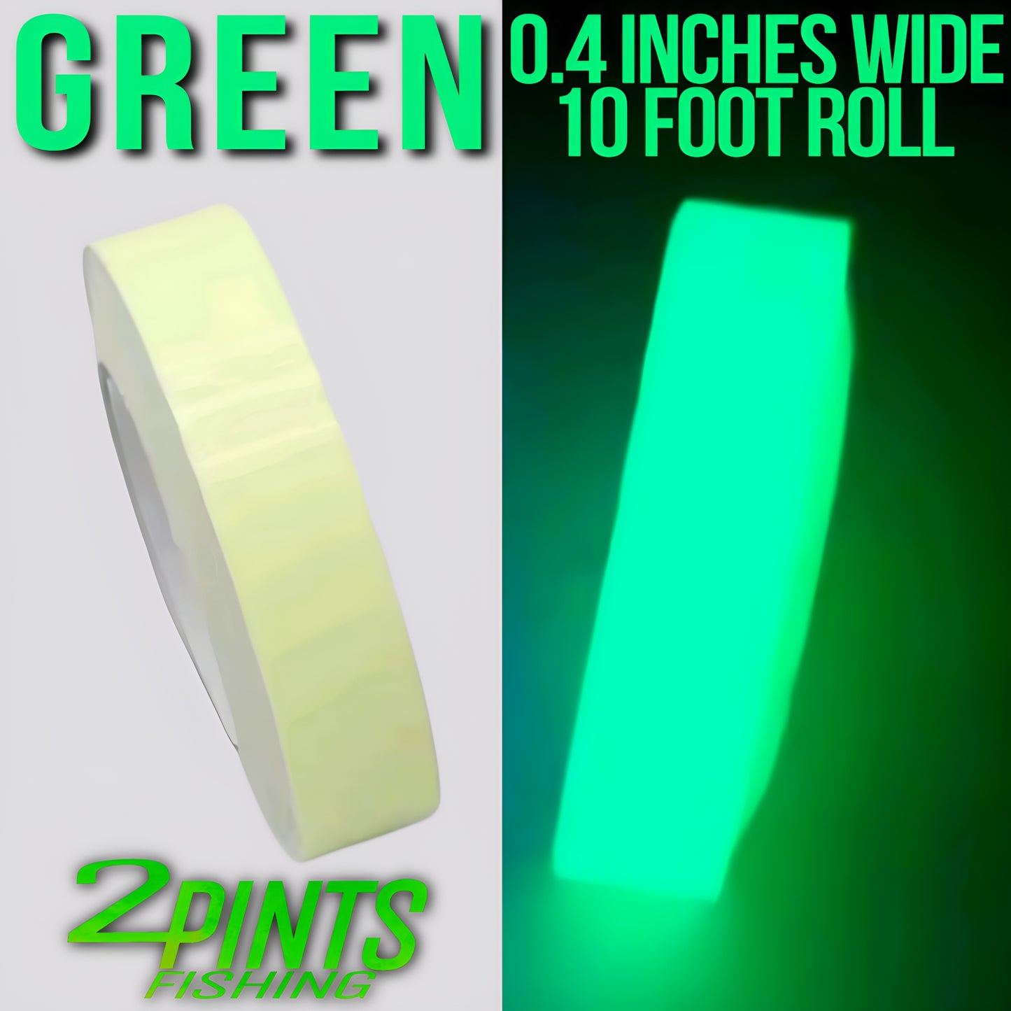 GLOW Tape for Fishing Rod - 10 FOOT ROLL - Glow in the Dark Waterproof Tape for Fishing, Hunting, Automotive, Crafts
