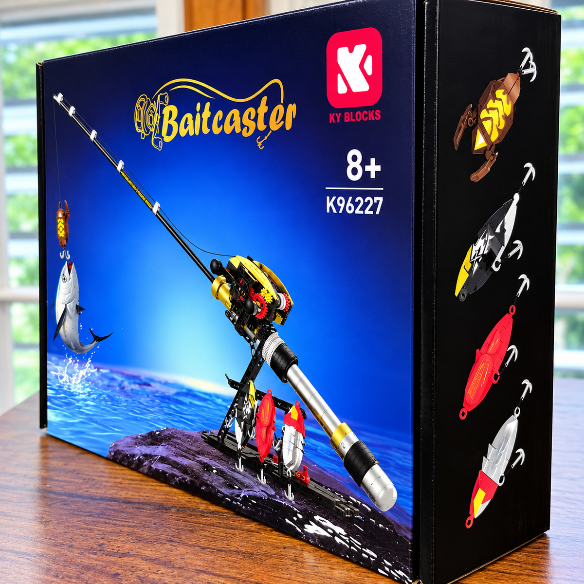 Fishing Rod & Reel Building Block Sets, 235–806 Pieces, Spinning Reel & Baitcaster Models with Fishing Lures & Display Stand, Fishing Gifts for Kids & Adults, Ages 8+