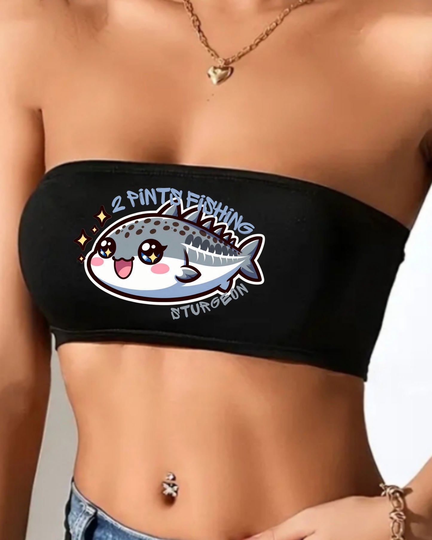 Cute Fishing Crop Tube Top