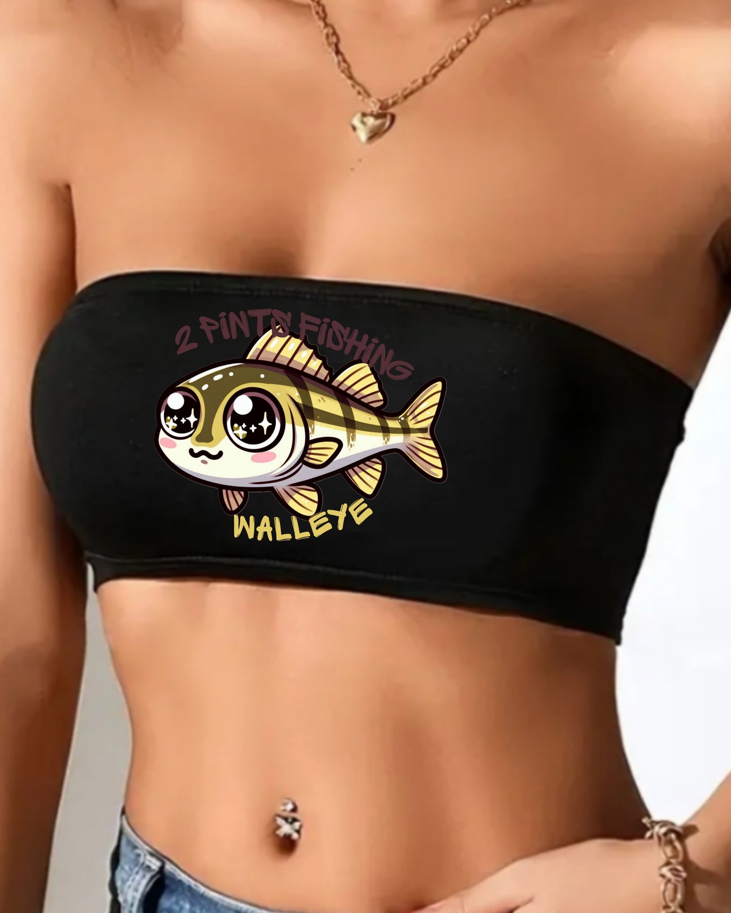 Cute Fishing Crop Tube Top