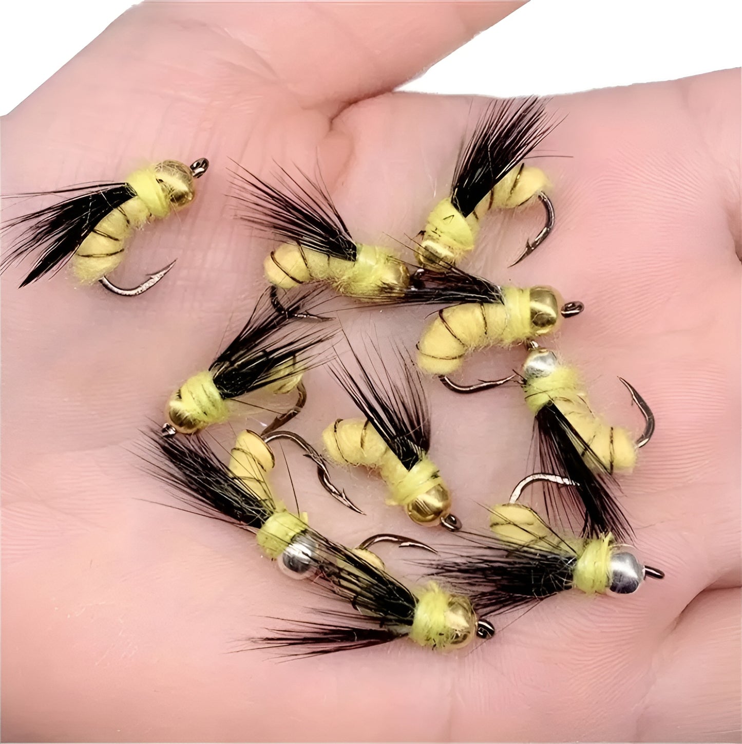 100 Piece Fly lures with Waterproof Case - Hand Tied - Various Weights and Hook Sizes