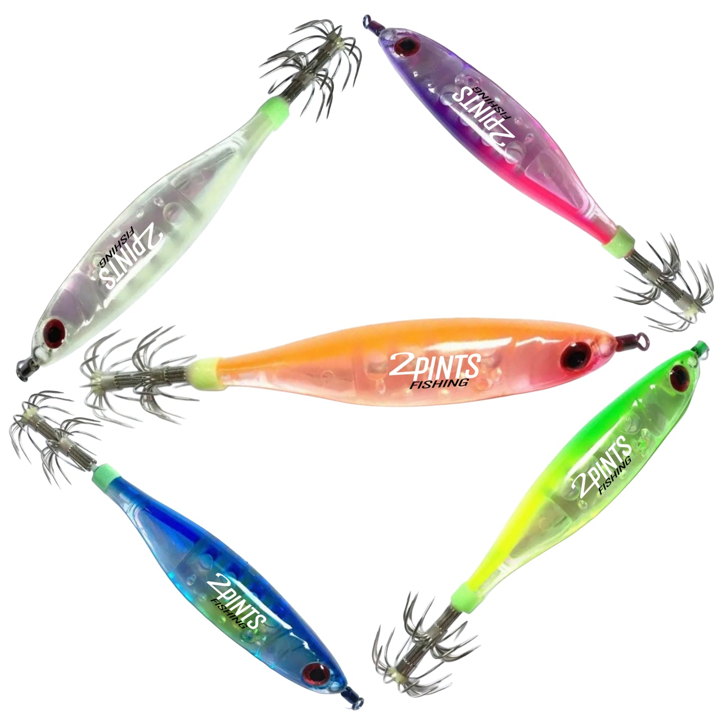 GlowTech Squid Jig - Luminescent Glow in the Dark Weighted Squid Jig for all depths 4.3 inch 1/3 Oz Fishing Lure