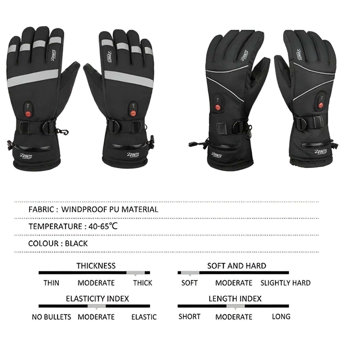 Rechargeable Heated Gloves - 5000mah - Windproof/Waterproof - Touchscreen Compatable Fingertips