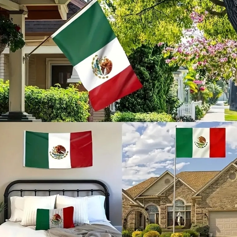 Authentic Mexico Flag – 3x5 Feet | Premium 100D Polyester | Double-Stitched Edges | Brass Grommets for Easy Hanging