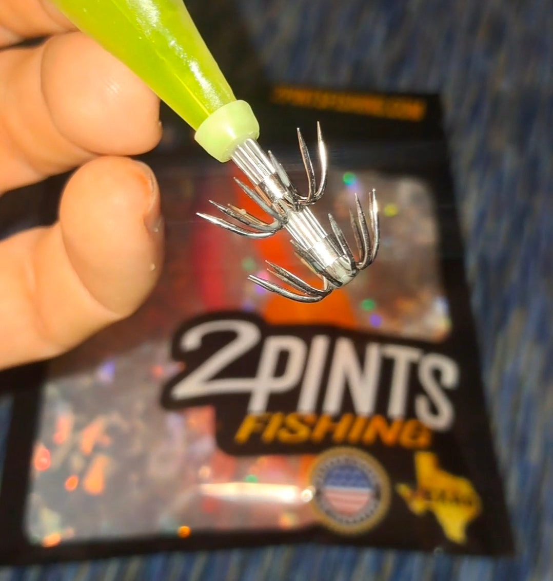 GlowTech Squid Jig - Luminescent Glow in the Dark Weighted Squid Jig for all depths 4.3 inch 1/3 Oz Fishing Lure