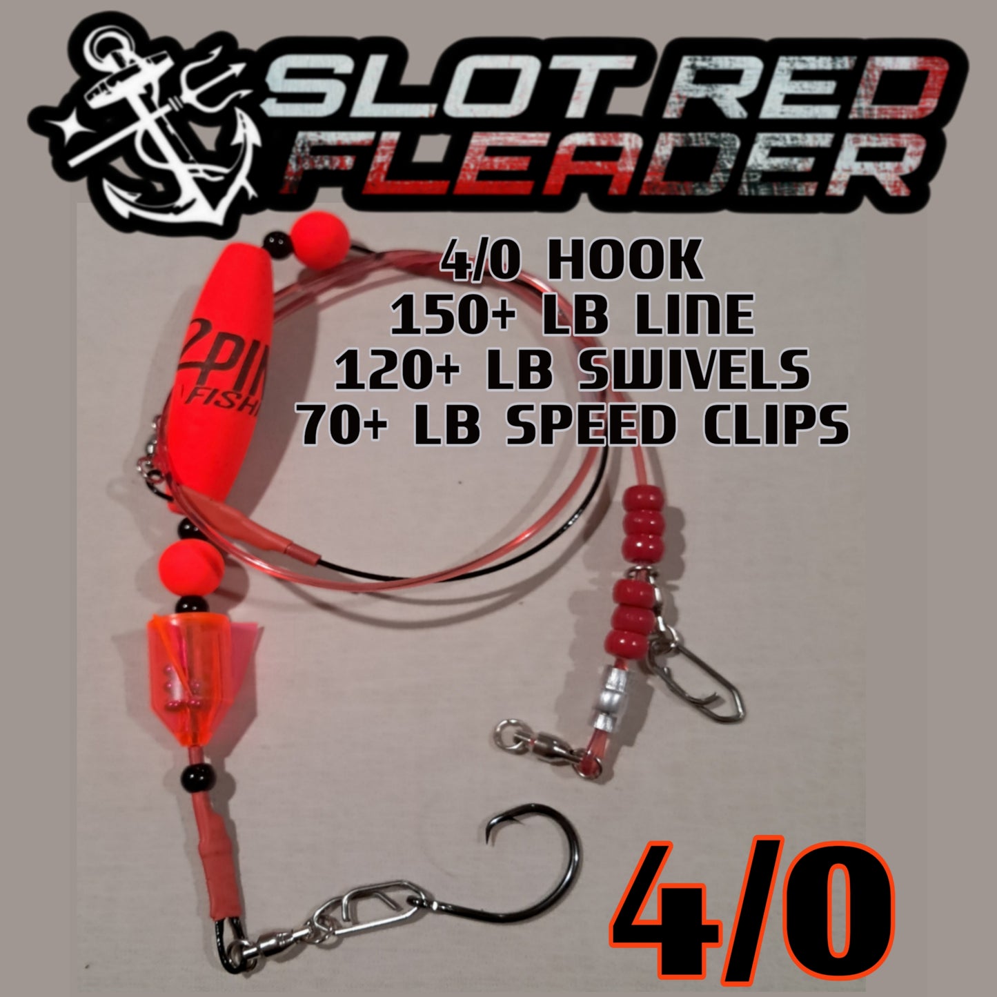 4 Pack BIG FISH Leaders - Heavy Duty Floating Leaders with 4X Strong Stainless Steel Hooks + Glow Stick