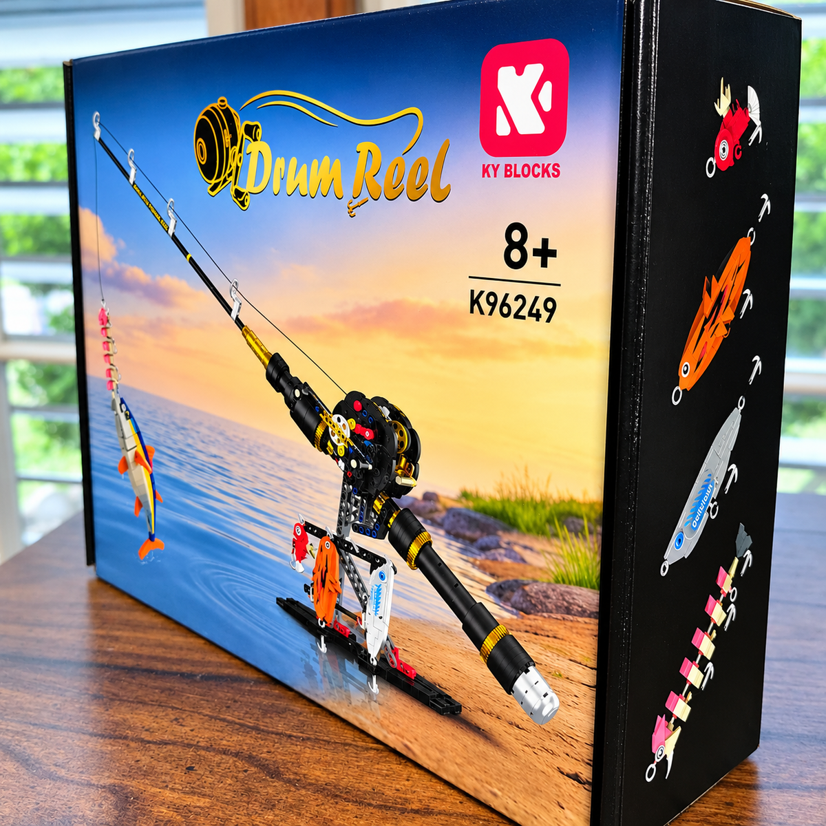 Fishing Rod & Reel Building Block Sets, 235–806 Pieces, Spinning Reel & Baitcaster Models with Fishing Lures & Display Stand, Fishing Gifts for Kids & Adults, Ages 8+