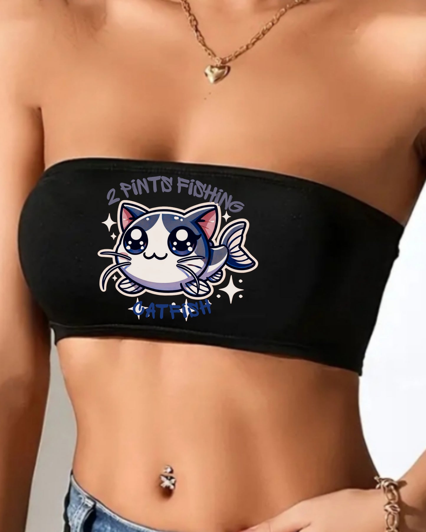 Cute Fishing Crop Tube Top