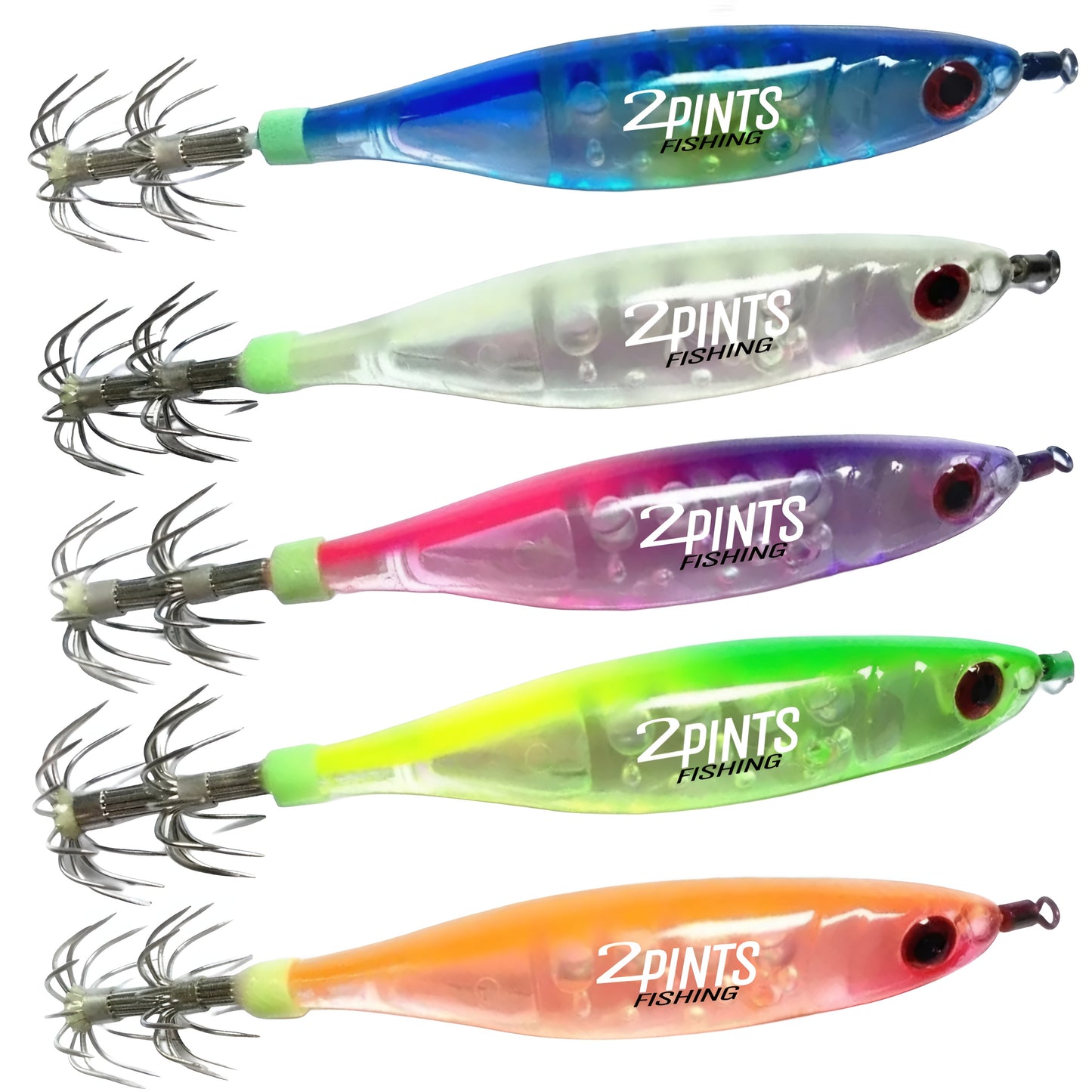 GlowTech Squid Jig - Luminescent Glow in the Dark Weighted Squid Jig for all depths 4.3 inch 1/3 Oz Fishing Lure