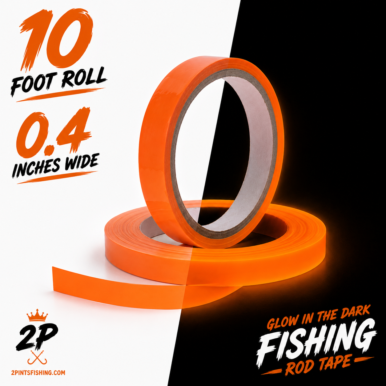 GLOW Tape for Fishing Rod - 10 FOOT ROLL - Glow in the Dark Waterproof Tape for Fishing, Hunting, Automotive, Crafts