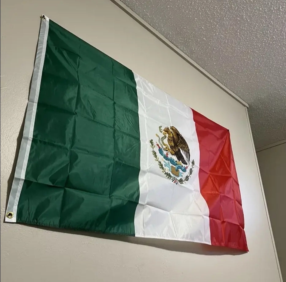 Authentic Mexico Flag – 3x5 Feet | Premium 100D Polyester | Double-Stitched Edges | Brass Grommets for Easy Hanging