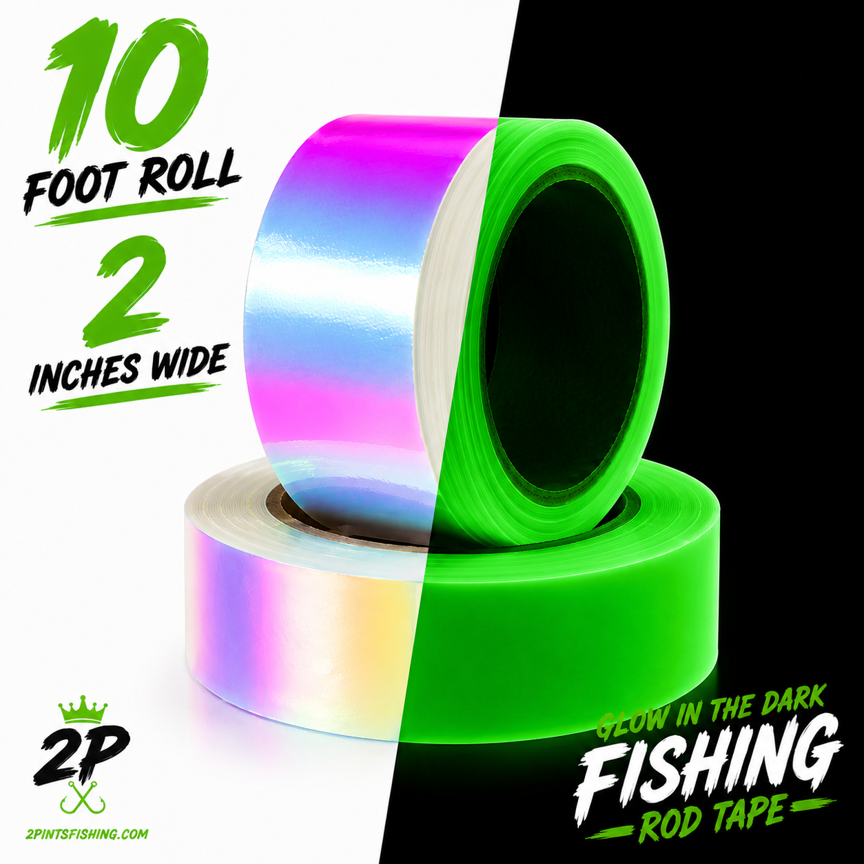 GLOW Tape for Fishing Rod - 10 FOOT ROLL - Glow in the Dark Waterproof Tape for Fishing, Hunting, Automotive, Crafts