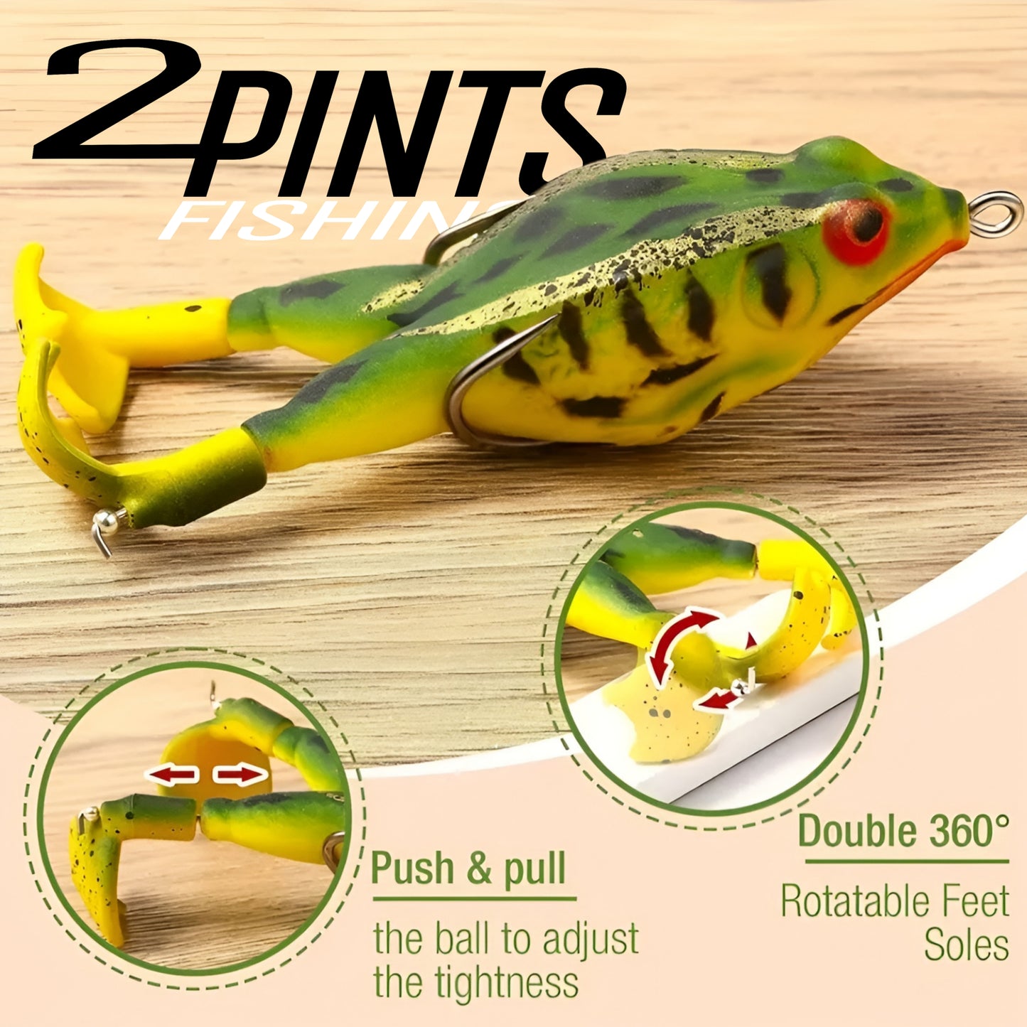 10 Piece Whopper Frog Lures - 3.5 Inch 1/2 Ounce Whopper Plopper Style Double Hook Frog Fishing Lures
