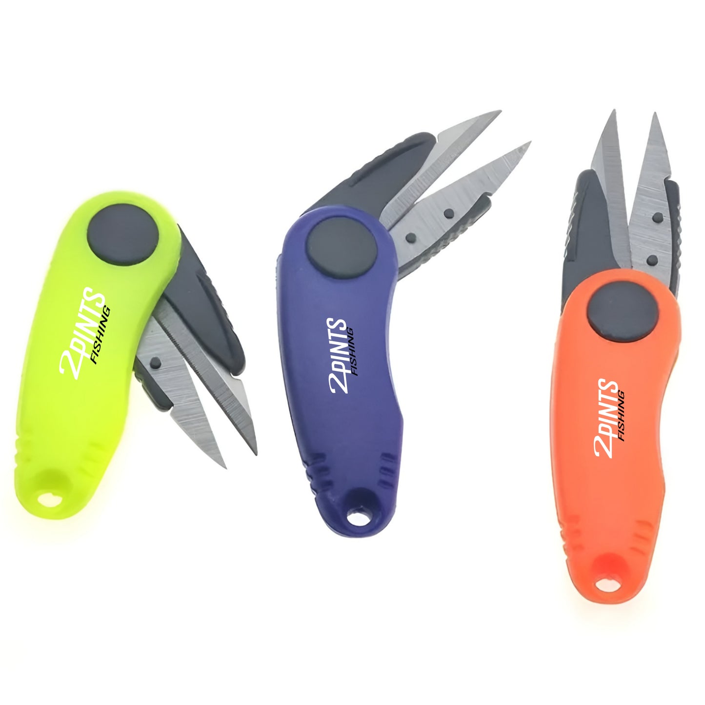 Compact Braid Cutting Scissors - Foldable Steel Blade ABS Crushproof Fishing Scissors with Keychain Hole for Mono Nylon and Braid