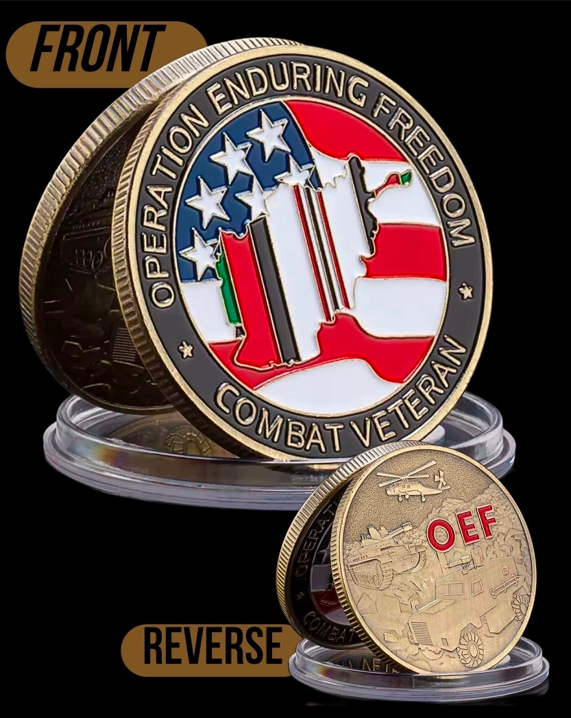 U.S. Military Commemrative Steel Coins 1.57 inches with Plastic Protective Case Navy Army Marines Air Force Coast Guard First Responder Veteran Christian