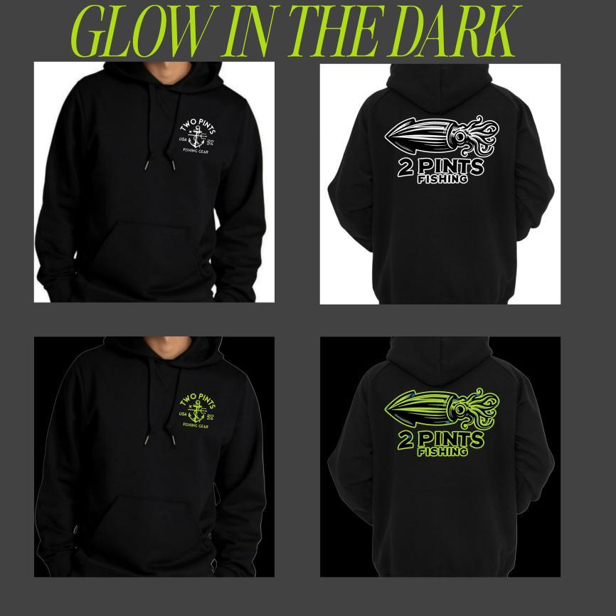 Glow in the Dark Big Squid Heavyweight Winter Hoodie. 50/50 Performance Cotton Blend, Hand Pressed in Texas