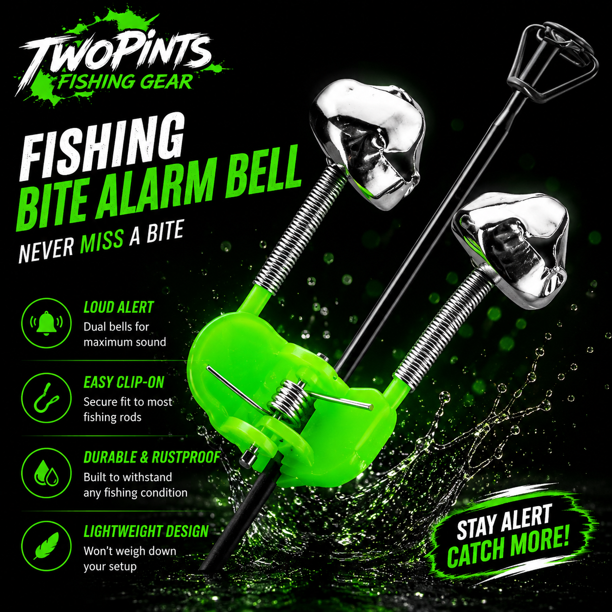5 Pack LED Lights for Fishing Pole + Bite Bell - Bite Alarm Light & Clip on Bells