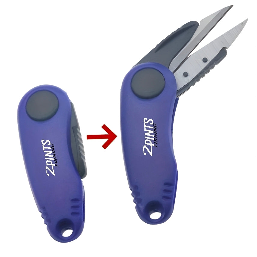 Compact Braid Cutting Scissors - Foldable Steel Blade ABS Crushproof Fishing Scissors with Keychain Hole for Mono Nylon and Braid