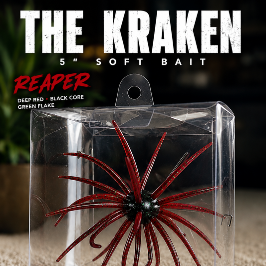 The KRAKEN - 5" Trophy fish Urchin Soft Bait - Tentacle Swim Bait Fishing Lure w/ Box for Freshwater Saltwater Bass Redfish Drumfish Trout Catfish Pike Snook