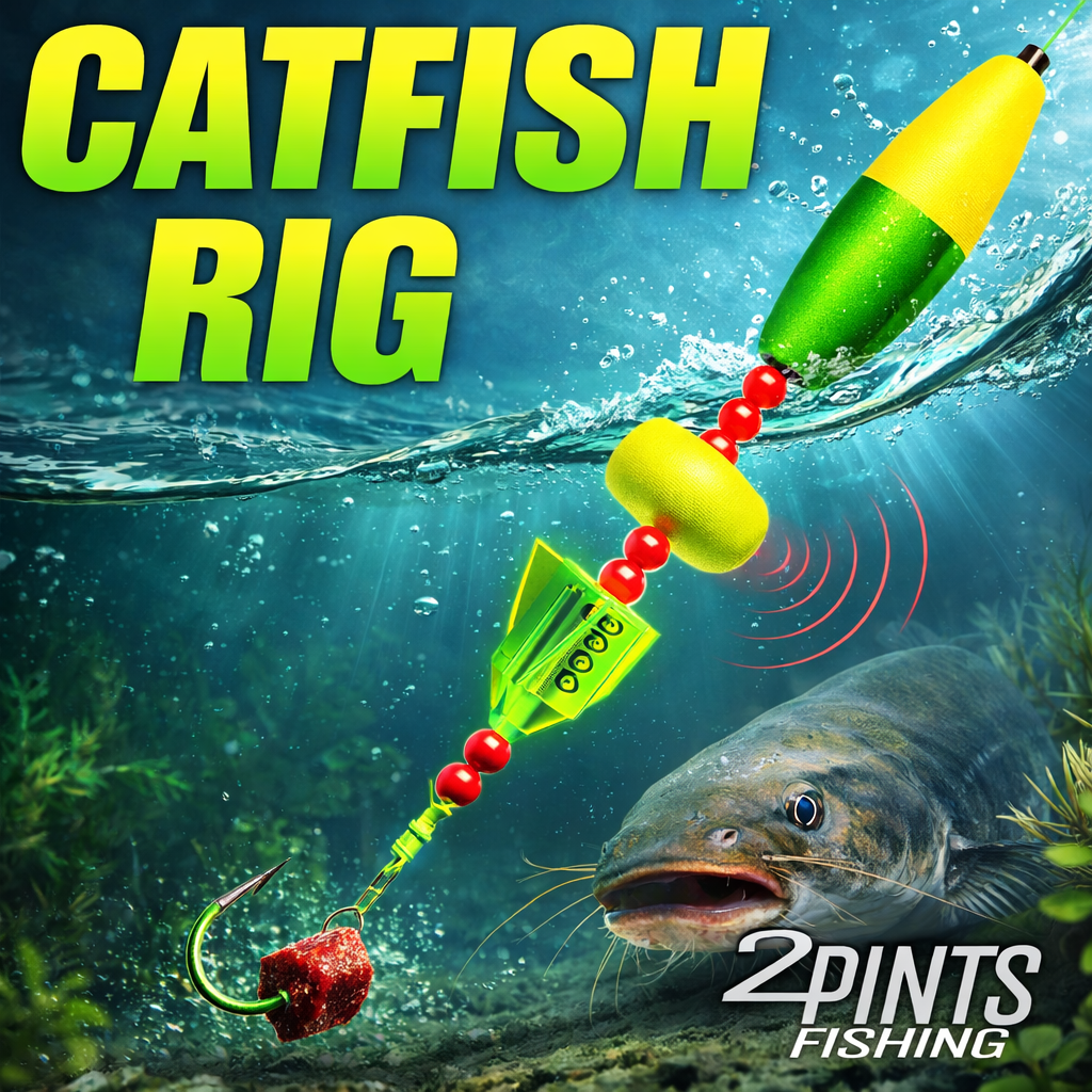 5 Pack Catfish Leaders - Hand Tied with Glow Hook, Float and Rattles - Includes Weight Slides and 360 Swivels