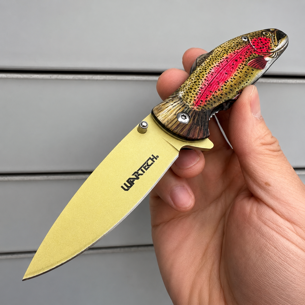 Fishing Tactical Knives - Bass Trout Pufferfish Tactical Flip Knife with Safety Lock and Belt Clip - 3CR Stainless Steel