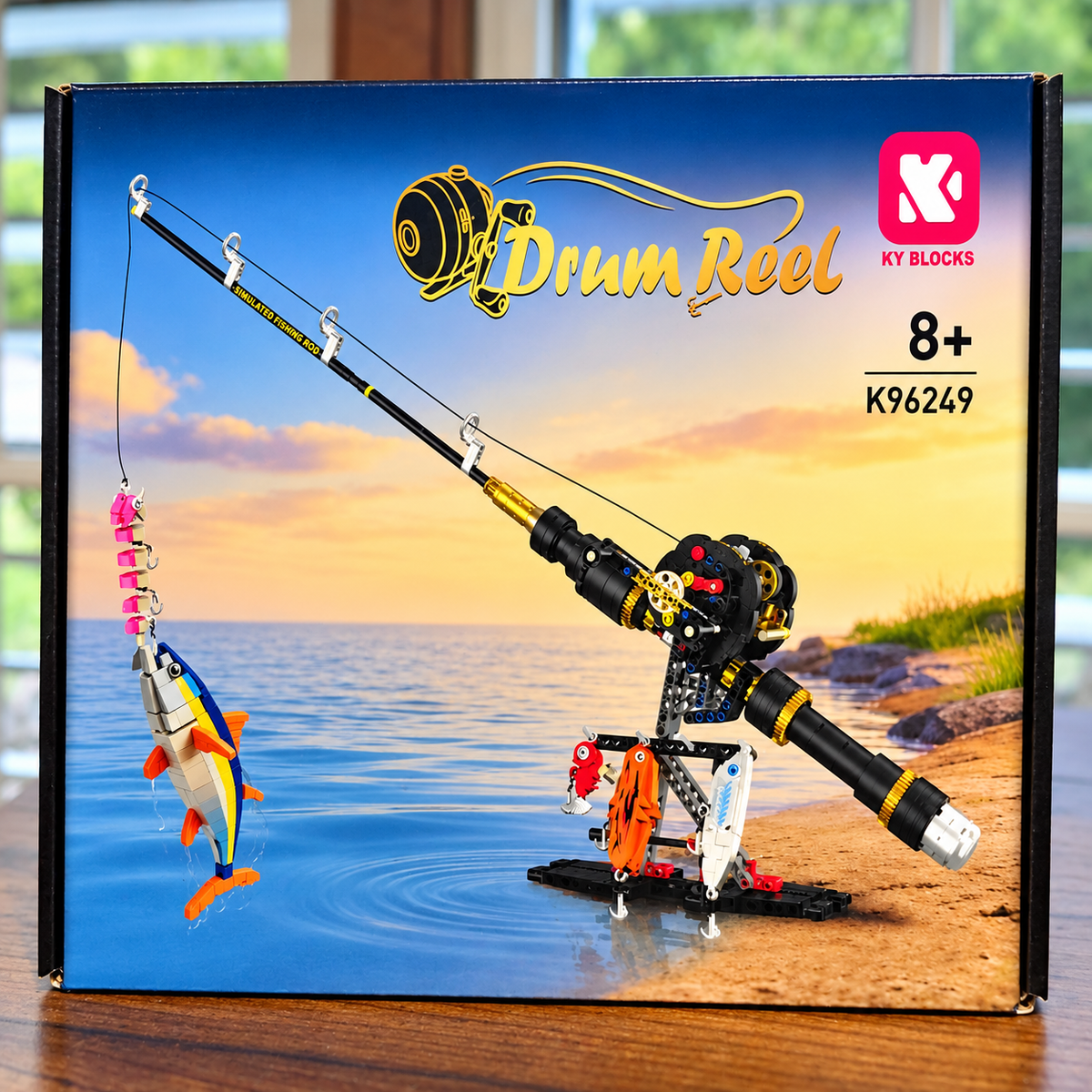 Fishing Rod & Reel Building Block Sets, 235–806 Pieces, Spinning Reel & Baitcaster Models with Fishing Lures & Display Stand, Fishing Gifts for Kids & Adults, Ages 8+