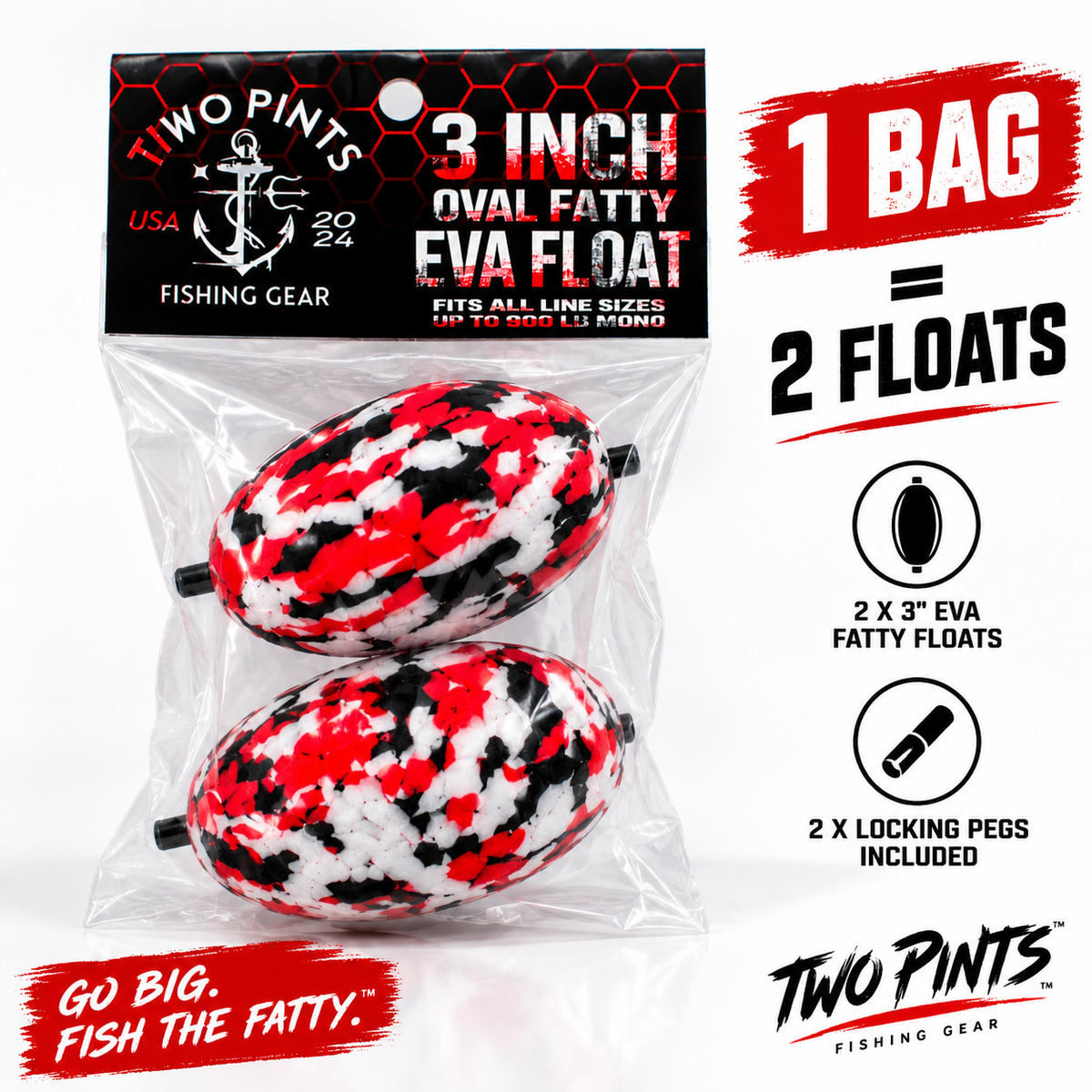 3" EVA Fatty Foam Fishing Float – Red Camo 2 Pints Fishing™ Exclusive