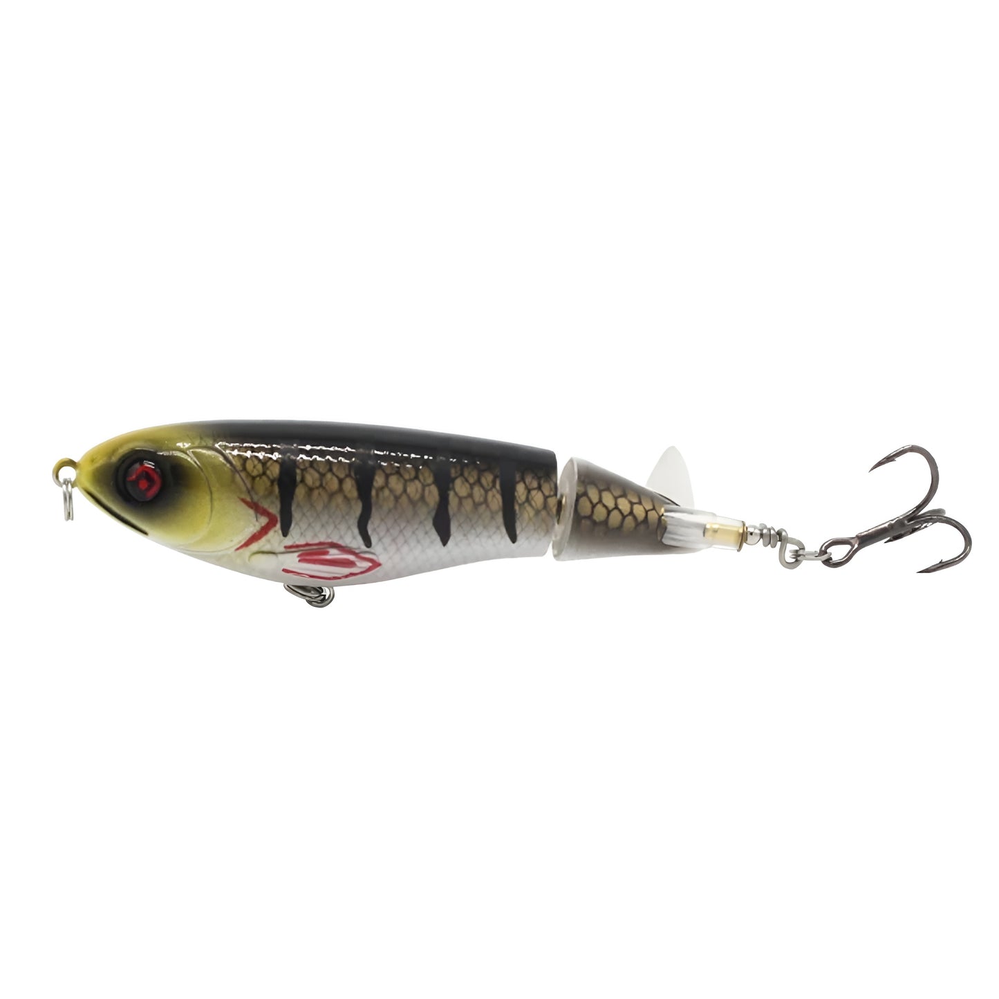 New Whopper Plopper - Enhanced 4.1 Inch 17g Tail Spinning Fishing Lure w/ Steel Bearing Rattles + Dual LAZR treble hooks