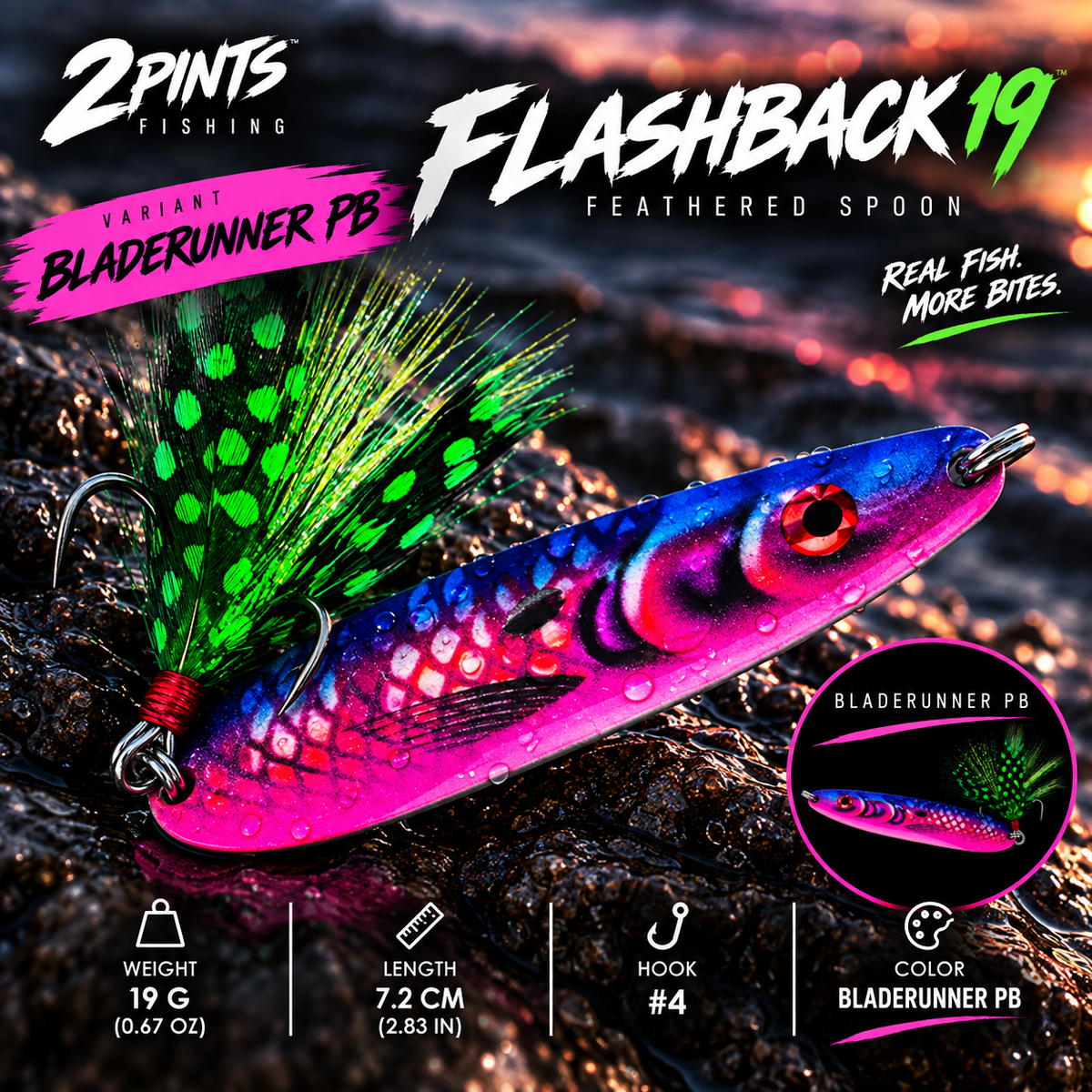 FLASHBACK 19 - 19g Feathered Treble Spool Lure - PRO Series
