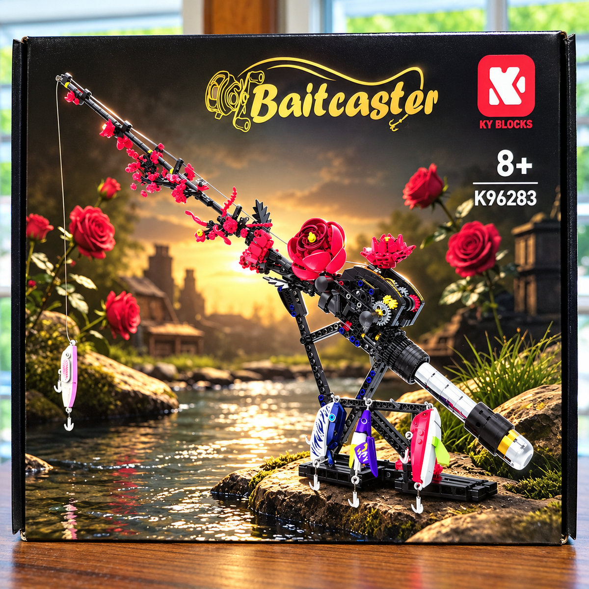 Fishing Rod & Reel Building Block Sets, 235–806 Pieces, Spinning Reel & Baitcaster Models with Fishing Lures & Display Stand, Fishing Gifts for Kids & Adults, Ages 8+