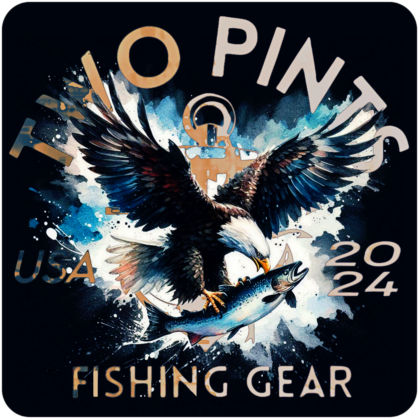Waterproof Sticker 2.5 Inch - Scratch proof UV Resistant Heavy Duty Sticker for Outdoor/Indoor use - Eagle and Trout