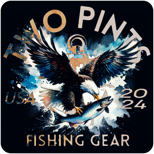 Waterproof Sticker 2.5 Inch - Scratch proof UV Resistant Heavy Duty Sticker for Outdoor/Indoor use - Eagle and Trout