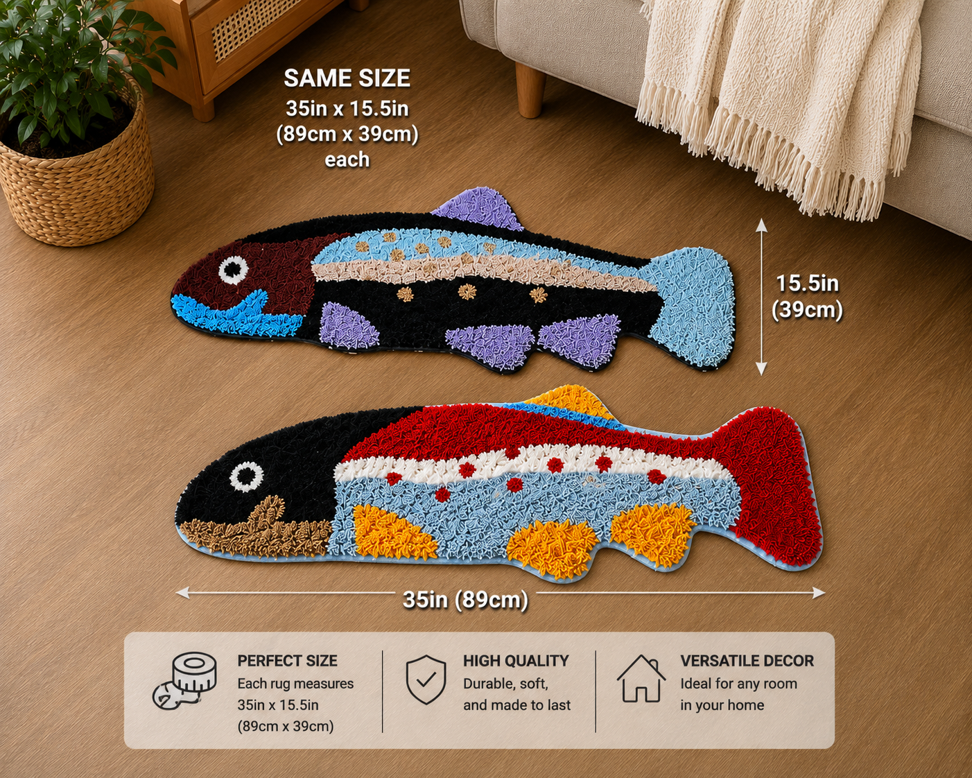Trout Fishing Rug 15in x 35in