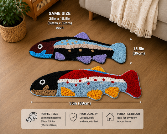 Trout Fishing Rug 15in x 35in