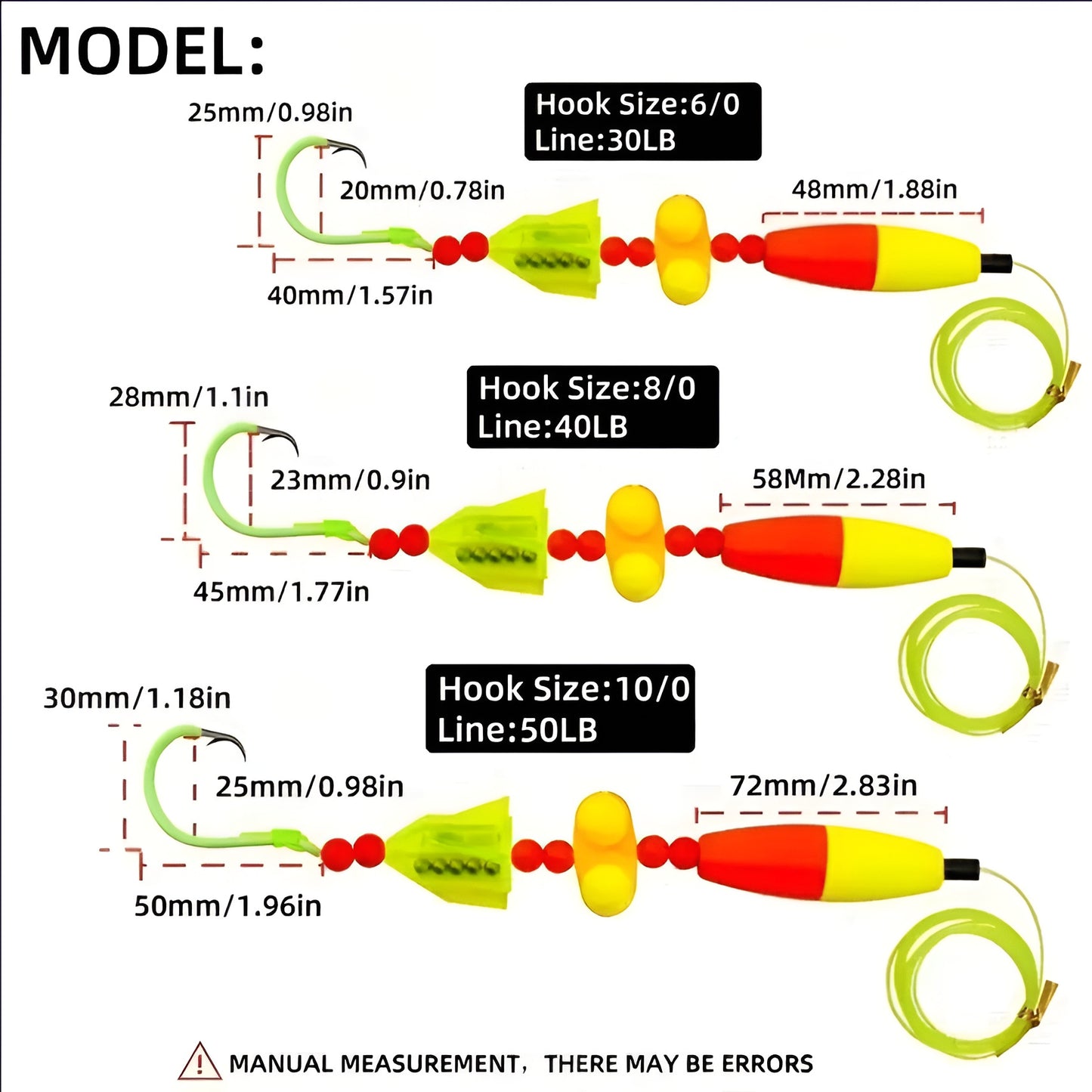 Catfish Rig - Hand Tied Ready to Use with Float Rattle Swivel Sinker Slide & Glow Hook - 1 Pack