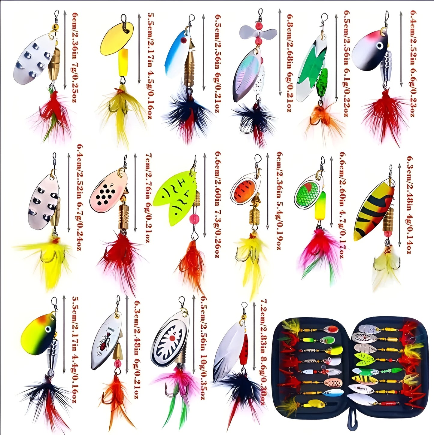 16 Piece Spoon Lure Collection with Armoured Case