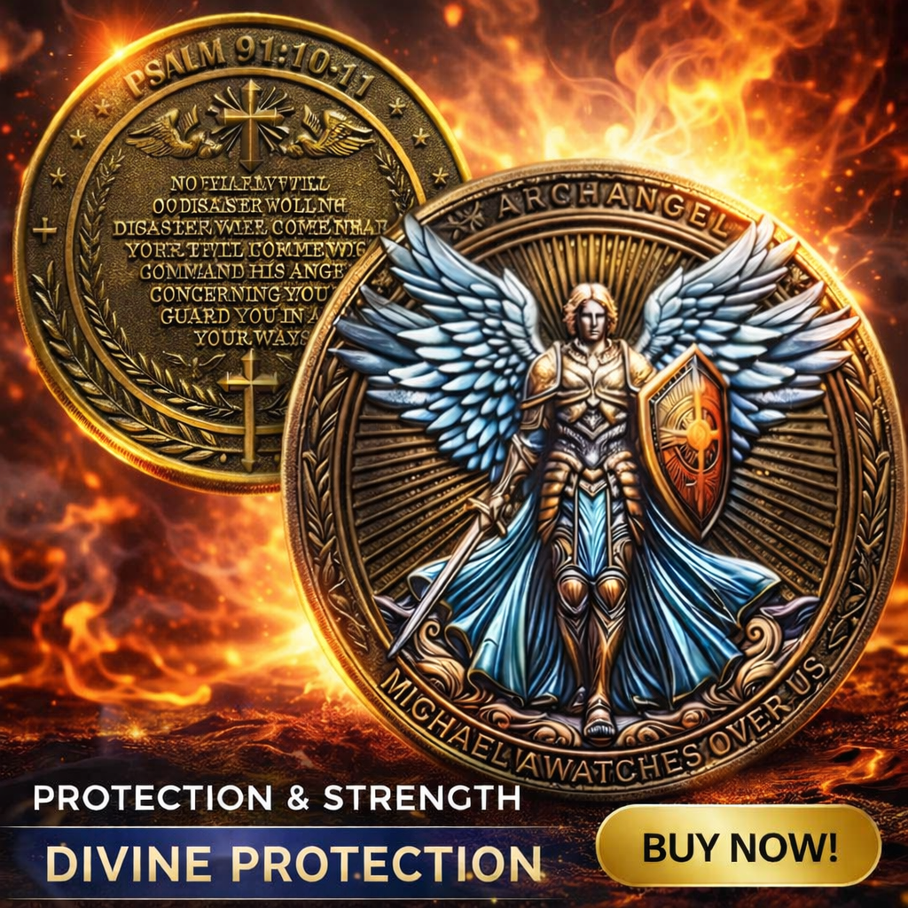 Christian Challenge Coin 1.57 inches with plastic protective case and hand tied gift box. Iron Collectors Coin Regalo with Scripture