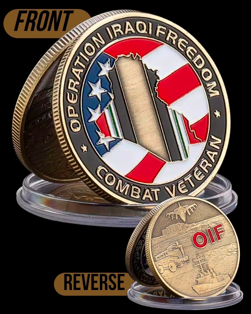 U.S. Military Commemrative Steel Coins 1.57 inches with Plastic Protective Case Navy Army Marines Air Force Coast Guard First Responder Veteran Christian