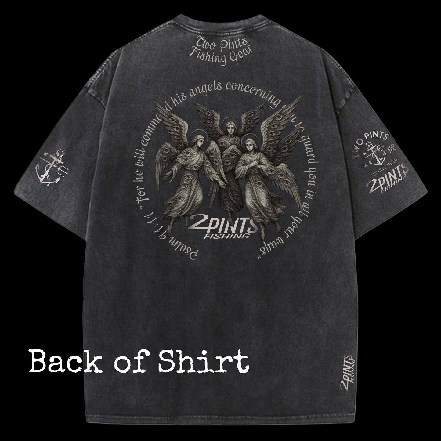 Archangels Psalm 91:11 Vintage Oversized Washed Pump Cover 100% Cotton Tee - Customizable upon request