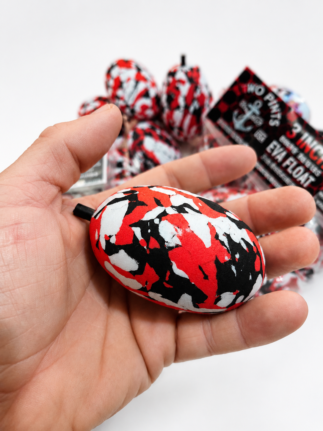 2 Pints Fishing™ 3” EVA Fatty Foam Float – Exclusive Red Camo (2 Pack or Bulk 10 Pack)