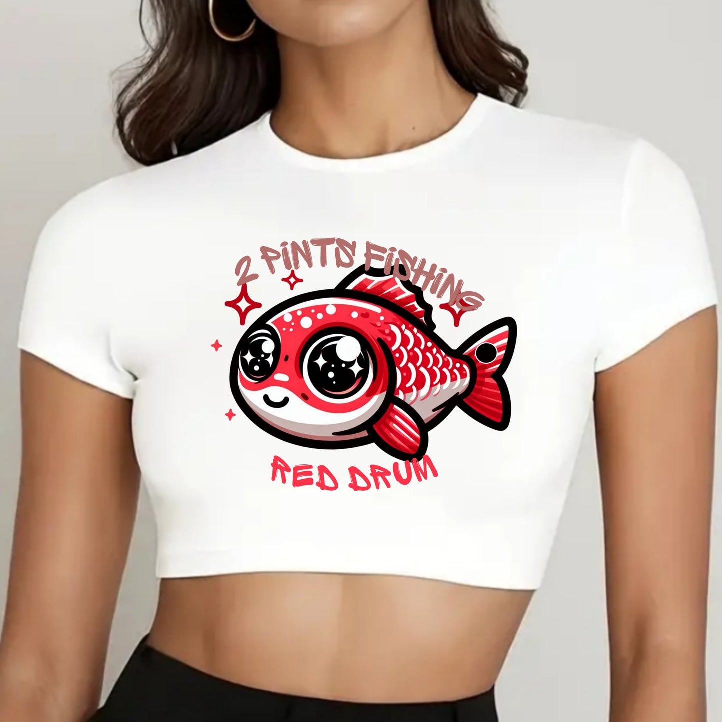 Cute Fishing Crop Top DriFit Tee