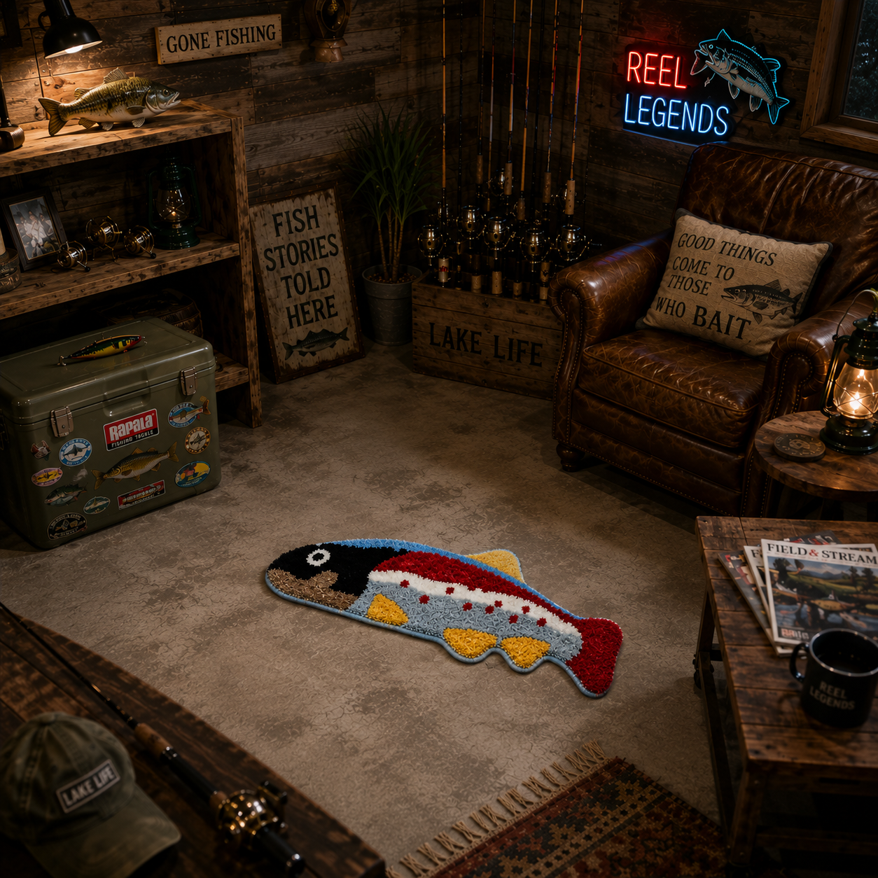 Trout Fishing Rug 15in x 35in
