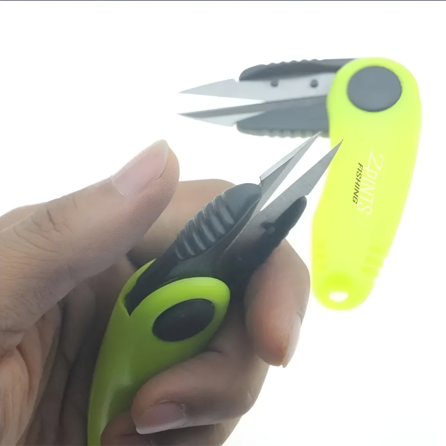 Compact Braid Cutting Scissors - Foldable Steel Blade ABS Crushproof Fishing Scissors with Keychain Hole for Mono Nylon and Braid