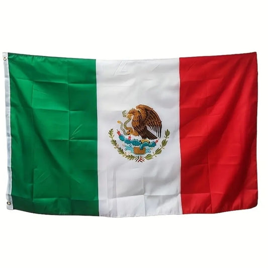 Authentic Mexico Flag – 3x5 Feet | Premium 100D Polyester | Double-Stitched Edges | Brass Grommets for Easy Hanging