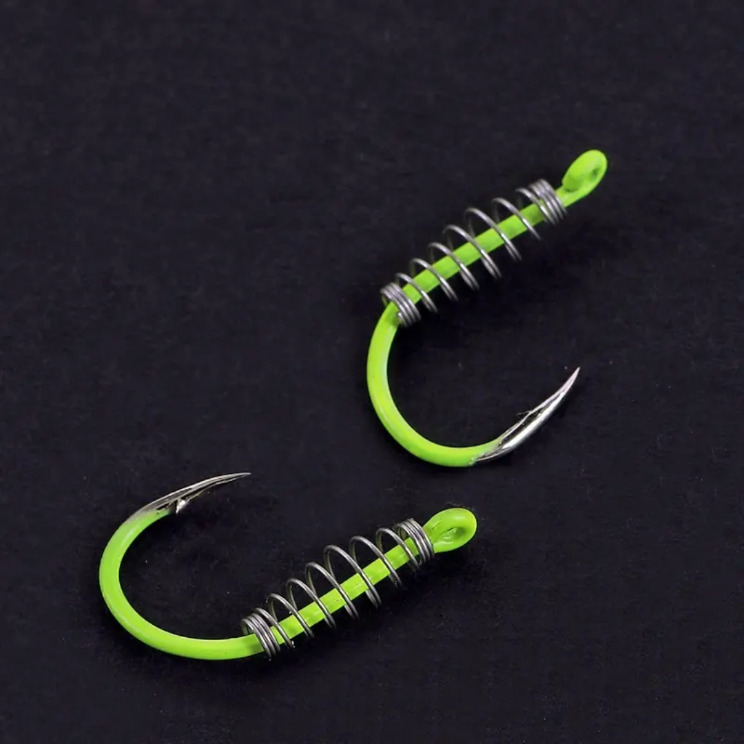 20pcs/pack Extra Small High-Visibility Fluorescent Green Fishing Hooks - Durable Stainless Steel with Spring Barbs