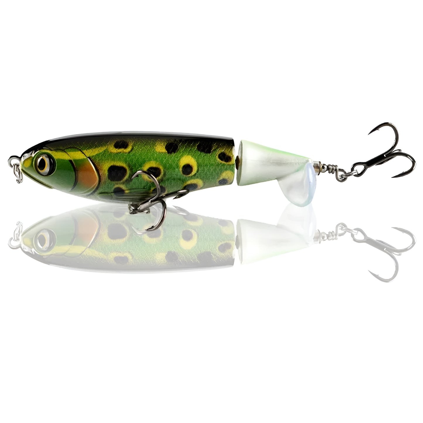 New Whopper Plopper - Enhanced 4.1 Inch 17g Tail Spinning Fishing Lure w/ Steel Bearing Rattles + Dual LAZR treble hooks